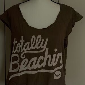 Roxy Kaki Brown 'Totally Beachin' Graphic Tee